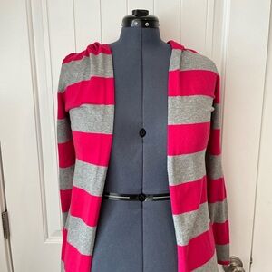 Sweet Romeo Bold Pink and Gray Striped Cardigan